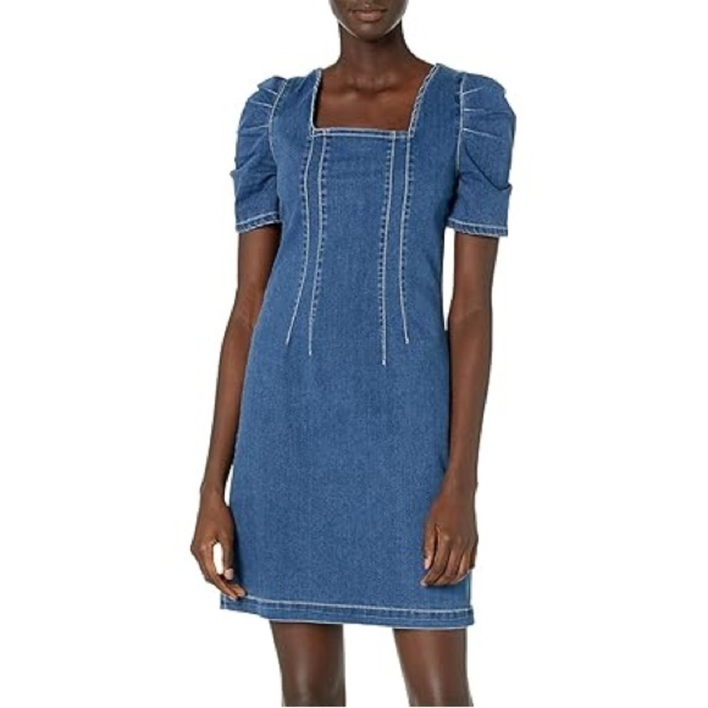 New Sanctuary Melanie Short Puff Sleeve Denim Shift Dress | Women’s XXL